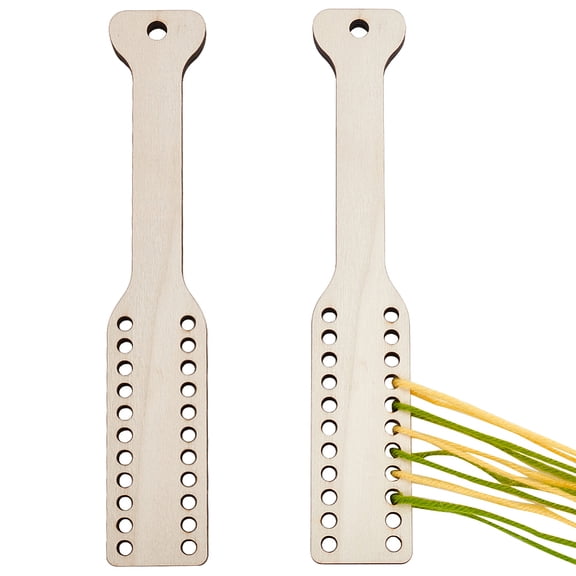 Wood Warping Paddle for Weaving Knitting Loom PapayaWhip 23x4x0.8cm Hole: 8 and 6mm DIY