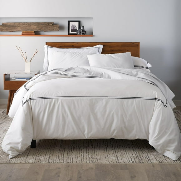 Ella Jayne Luxury Duvet Cover Set (3Pc), 100% Cotton Duvet Cover, King/Queen Duvet Cover Set, Breathable & Lightweight, White Duvet Cover Queen, Cal King Duvet Cover, King/California King Size Navy