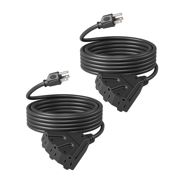 Cable de extensión DEWENWILS Christmas Tri-Tap 16/3 SJTW de 15 pies, negro