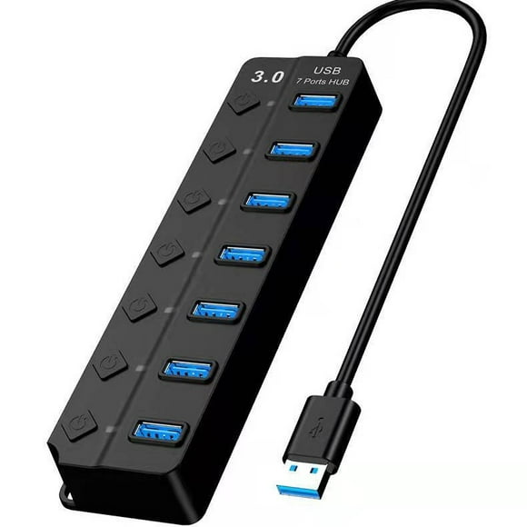 USB Hub 3.0, Eanetf 7 Port USB hub with LED Individual On/Off Switches and Extended Long Cable for MacBook, Mac Pro, Mac Mini, iMac, Surface Pro