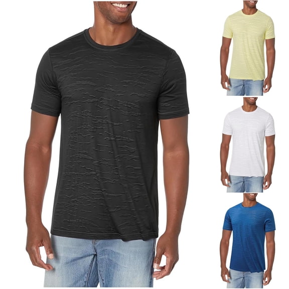Mens Crew Neck T-Shirts Short Sleeve UPF 50 Lightweight Moisture Wicking Casual Basic Tee Shirts Big and Tall Size M-5XL Yellow