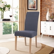 Smiry 2 Pack Chair Covers for Dining Room, Stretch Chair Protector Slipcovers, Dark Grey