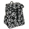 Womens 13" Peace Print School Travel Backpack Bag (Black & White)