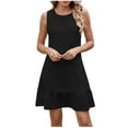 thumbnail image 2 of Summer Fashion Dresses for Womens 2026 Plus Size Solid Color Sleeveless Round-Neck Patchwork Dress, 2 of 7