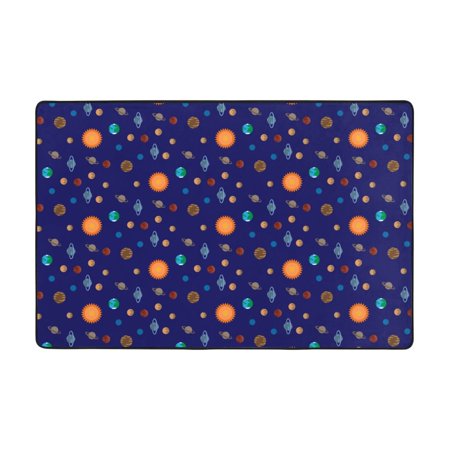 Blue Outer Space Sun Entryway Rug, Non-slip Absorbent Door Mat for Bathroom Kitchen Living Room Entrance, 36"x24"
