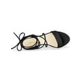 thumbnail image 4 of BLISSFUL STEP Women's Shoes Faux Suede Lace Up Block Heel Slingback Open Toe Sandals Black 8, 4 of 8