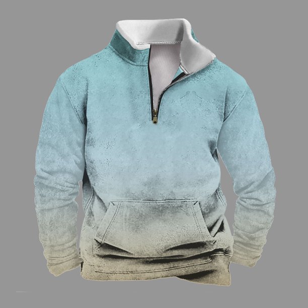 Sudadera sin capucha para hombre, informal, a la moda, con cuello alto, estampado de calaveras, cremallera, jersey de manga larga, blusa de poliéster para hombre