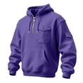 thumbnail image 4 of Zylanna Men's Hooded Sweatshirts with Pockets, Solid Color Casual Half-Zip Soft & Warm Sport Hoodies Pullover for Men Purple, 4 of 6