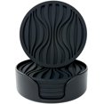 thumbnail image 1 of Silicone Coaster Set of 6 Pieces with Silicone Cup Holder,Drinking Coasters, Cup Mat for Drinks,Live for Hot or Cold Drink Thickened, Non-Slip, Non-Stick, Deep Tray Black (Black)10*0.5cm, 1 of 5