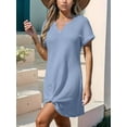 thumbnail image 3 of Swimsuit Cover Ups for Women Short Sleeve Bathing Suit Casual Bikini Swimwear Beach Cover Up Dress S-XXL Light Blue S, 3 of 6