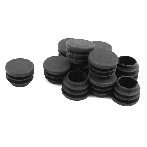 Uxcell 12 Piezas Tapones de Fin de Tubo Redondos de Plástico Negro de 25mm