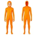 thumbnail image 4 of Rggeeun Child Orange Full Body Jumpsuit Zip Up Closure Open Face Hood Slim Fit Stretch for Halloween Workout Stylish One-Pieces,Orange,7-8 Years, 4 of 6
