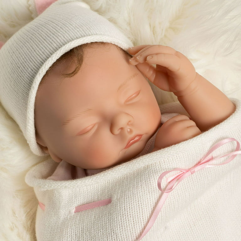 Paradise Galleries Reborn Baby Doll Girl - 18 inch Sleeping Kitten with  Rooted Hair, Made in GentleTouch Vinyl, 5-Piece Realistic Doll Gift Set