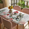 thumbnail image 3 of Grey Snowman Christmas Table Cloths for 3 Foot Rectangle Tables, Xmas Tree Coastal Snowflake Starfish Patio Waterproof Elastic Fitted Tablecloths, Washable Rectangular Table Cover for Camping, 3 of 8