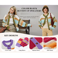 thumbnail image 4 of Womens Striped Chunky Cardigan Sweaters Fall Trendy Color Block Long Sleeve Knit Sweater Tops, 4 of 7