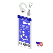 Mirortag Holder with 1 Hook & 1 Charm- Handicap Placard Holder. Easily Display & Put Away your handicap tag. Tag size up to 10"L by 4"W. Magnetically Attach & Detach your Placard. Made in USA