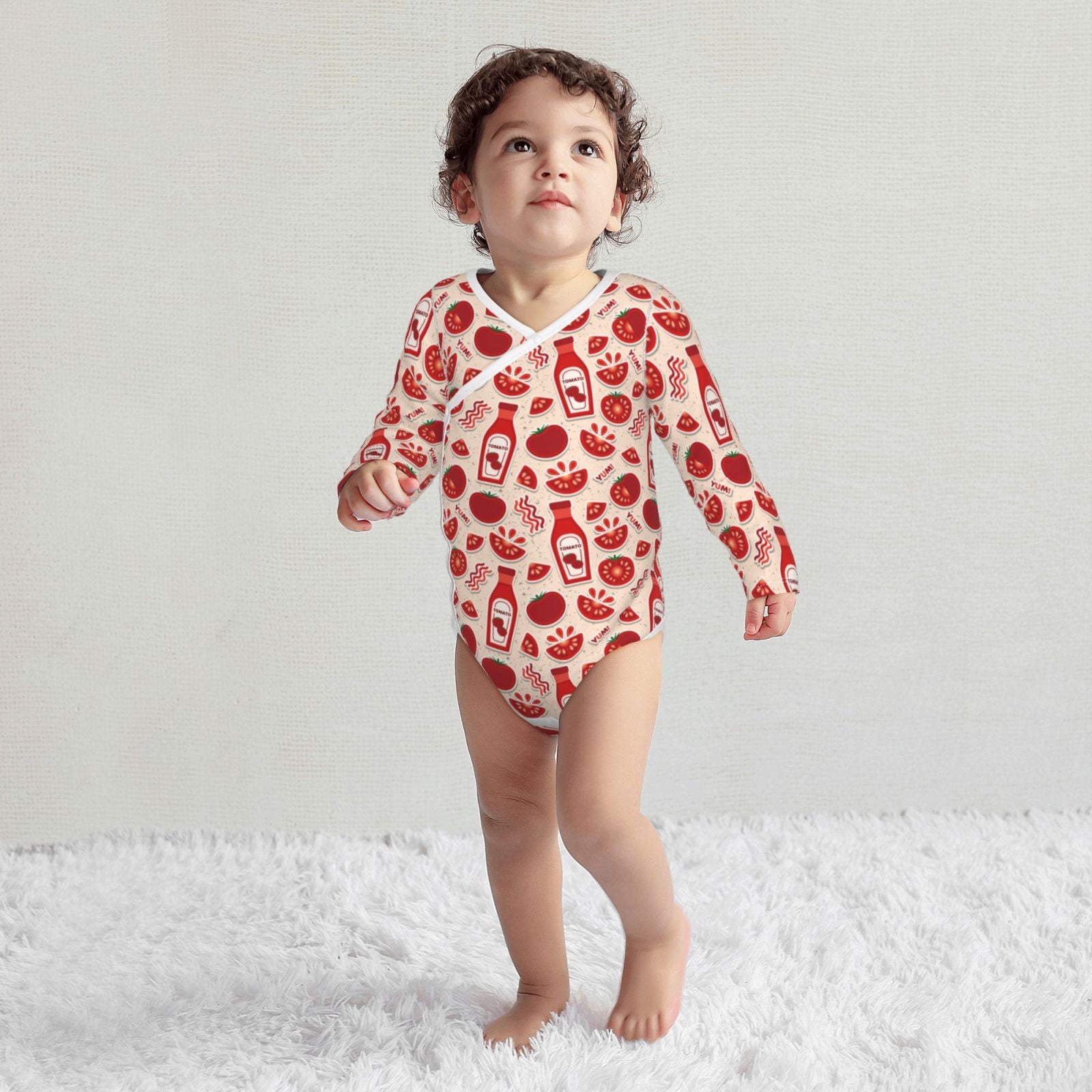 Xecao Tomatoes Print Baby unisex-baby Cotton Long-sleeve Bodysuits-18 Months
