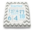 thumbnail image 2 of Personalized Canvas Birth Announcement Nursery Decor Gift, Footprint Design, Custom Name, Date, Weight & Length, Unique Boys & Girls Baby Shower Wall Art Presents, Color Gray # 7, Size - 11X14, 2 of 5