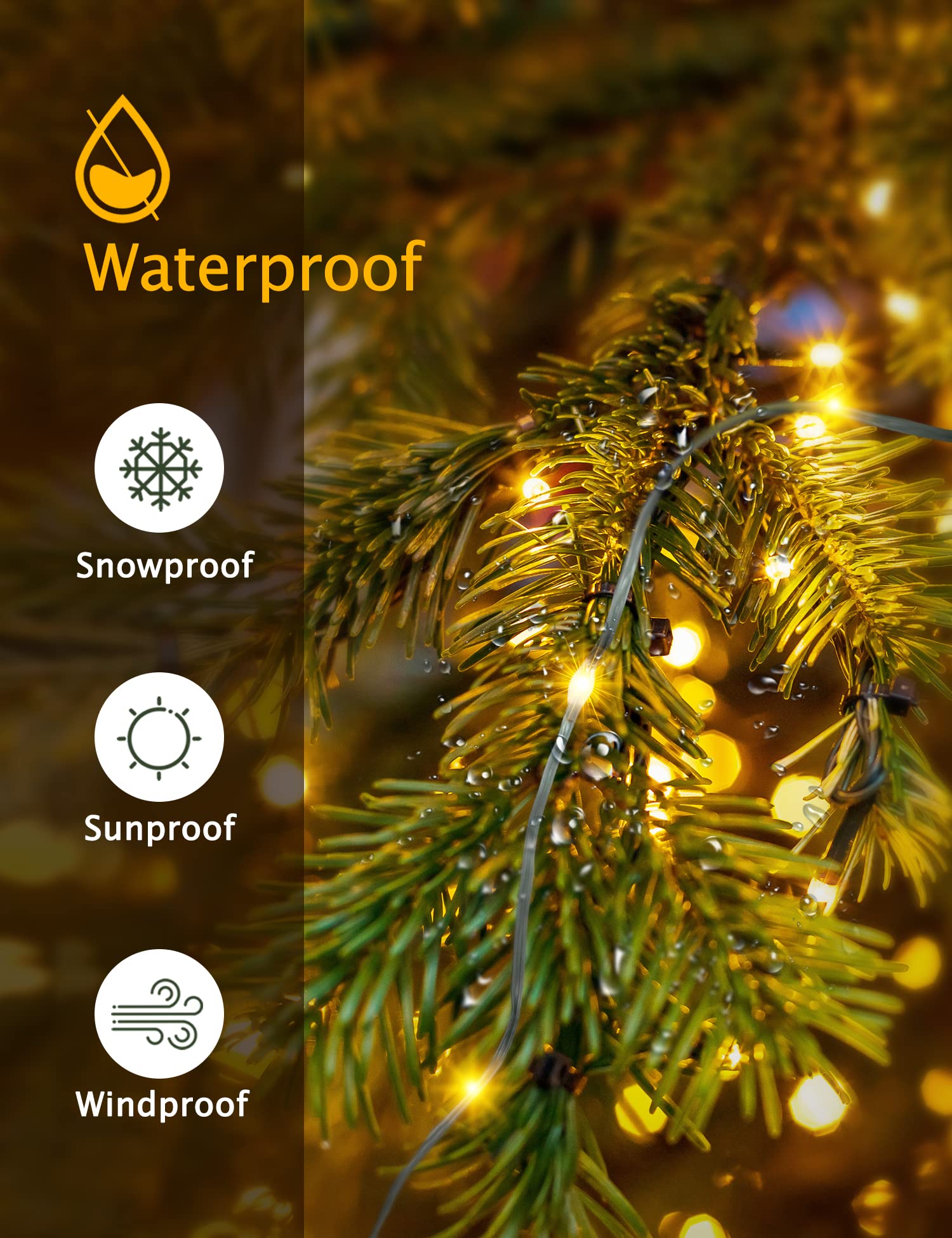 Christmas Tree Lights with Ring, 6.56FT x16 Lines 400LED Christmas Tree  Waterfall String Lights with Modes Timer Waterproof Xmas Tree Fairy Lights  Indoor Outdoor for Xmas Tree Decoration -Warm White
