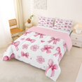 thumbnail image 2 of Manfei Cute Bow Cherry Blossom Full Size Comforter Sets,3D Cartoon Bowknot Print Bedding Comforter Set,Pink Reversible,3-Piece,1 Comforter and 2 Pillowcases, 2 of 7