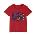 thumbnail image 2 of Tdoqot Girls 4th of July Shirts- Short Sleeve Fashion Summer T Shirts Cotton Kids Clothes Tops Red Size 5-6T, 2 of 5