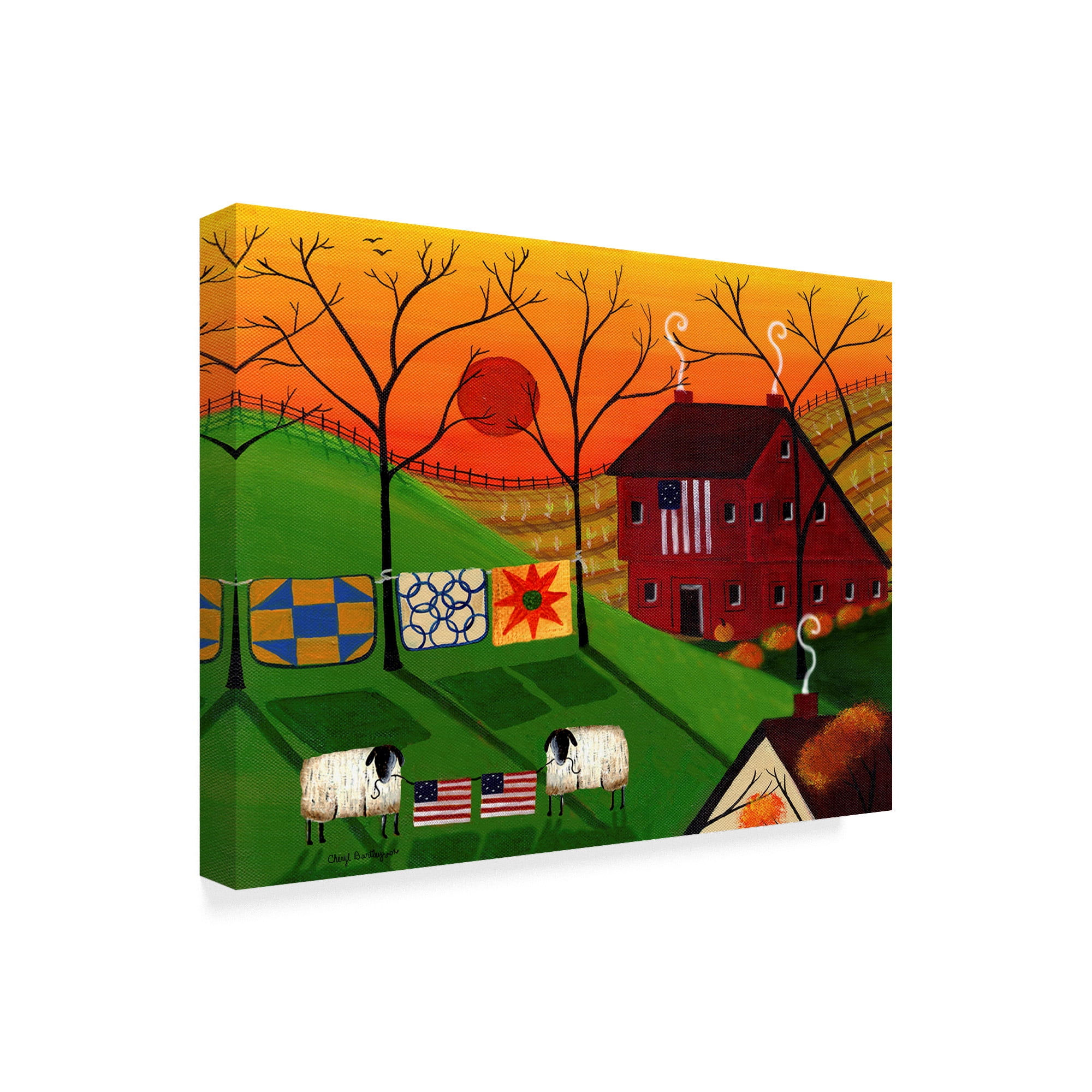 Trademark Fine Art 'Americana Sunrise Sheep ' Canvas Art by Cheryl Bartley