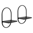 thumbnail image 6 of Kate and Laurel Olav Modern Sophisticated Two-Piece Floating Shelf Set, 8 x 13 x 6, Black, Contemporary Capsule Wall Sconces Set of 2 for Sleek, Bold Home Wall Decor, 6 of 8