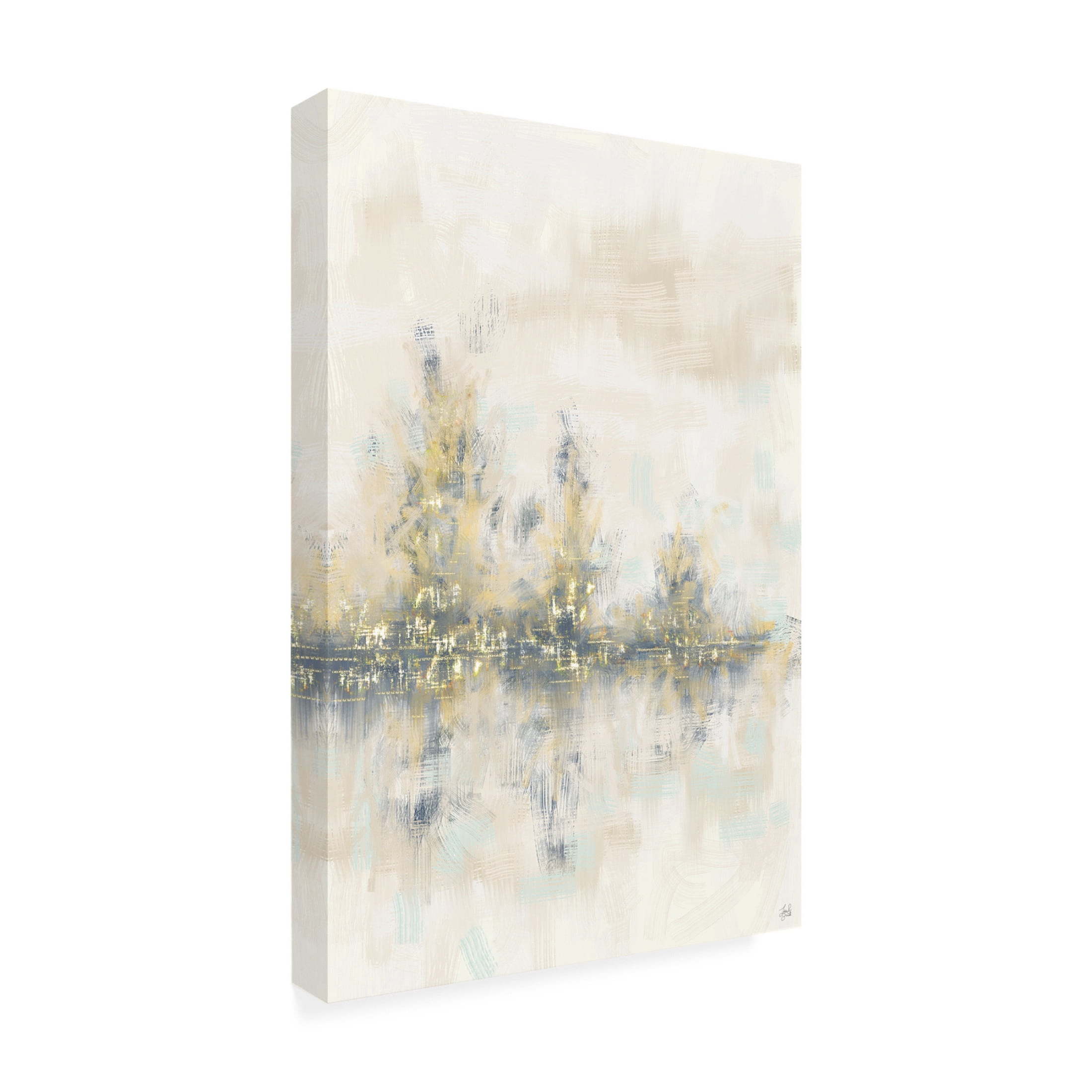 Canvas Wall Art - Line and Brush 'Blue Golden Rake Forest' Wall Art for Living Room, Bedroom, or Office Décor by Trademark Fine Art - 22 x 32 Inches