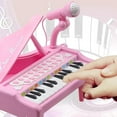 thumbnail image 3 of Pink ABS Plastic Musical Learning Toy: Battery-Powered Electronic Keyboard with Microphone for Toddlers & Kids, Educational Cartoon Musical Instrument, ASTM/EN71 Certified Children's Playtime Toy,, 3 of 6