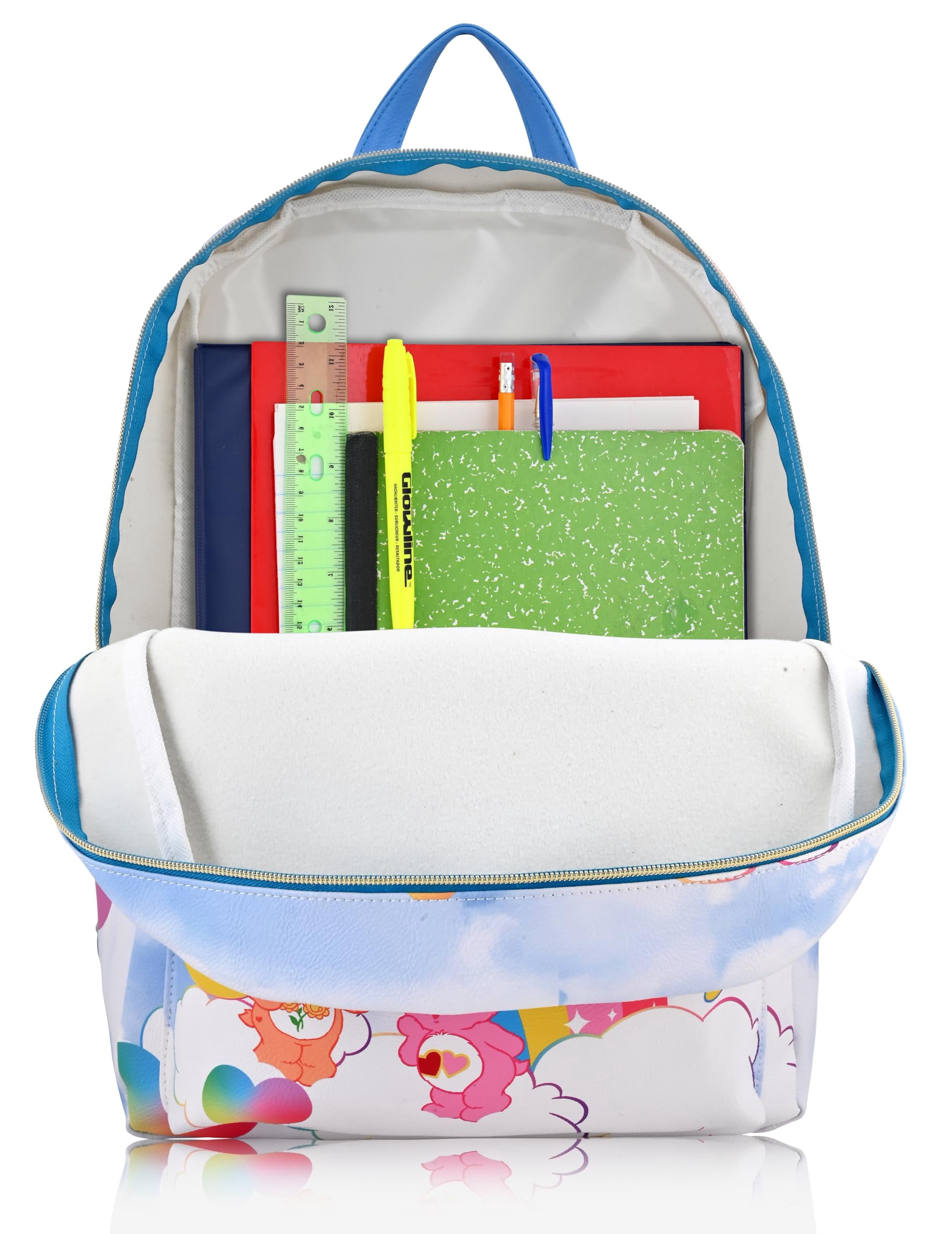 Fast Forward Unisex Large Care Bears Backpack - PU Leather, Cute Design, Women, Men, Accessories
