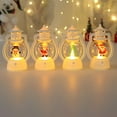 thumbnail image 6 of Holloyiver Christmas Mini Lantern Decorative with LED Candle Night Light, 5.6 Inch Hanging Table Centerpiece Vintage Lantern Ornament with Snowman Santa Tree ReinDuck Pattern for Xmas Party Decor, 6 of 7