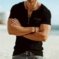 thumbnail image 5 of YLSDY Men's Ribbed Half Zip Henley T-Shirt with Chest Pocket Casual Slim Fit Tee Black S, 5 of 6