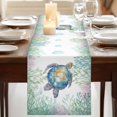 thumbnail image 3 of Table Runners 48 Inches Long Dress Scarves, Sea Turtle Coastal Farmhouse Kitchen/Dining Table Runner, Short Coffee Tablerunners, Blue Green Summer Beach Coral 13x48 Inch, 3 of 9