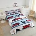 YST Red White And Blue Train Comforter Set Cartoon Train Railroad