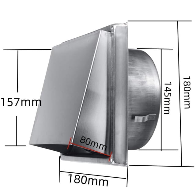 Salida de aire de campana cuadrada de acero inoxidable 304, ventilación de pared, cubierta de ventilación de pared exterior cuadrada, 100 mm 4 pulgadas