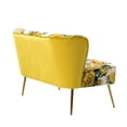 thumbnail image 3 of Mid-Century Floral Pattern Double Recliner Sofa with Metal Legs, Upholstered Couple Seat Sofa, Armless Sofa with Tufted Backrest for Living Room, Bedroom, Yellow, 3 of 8