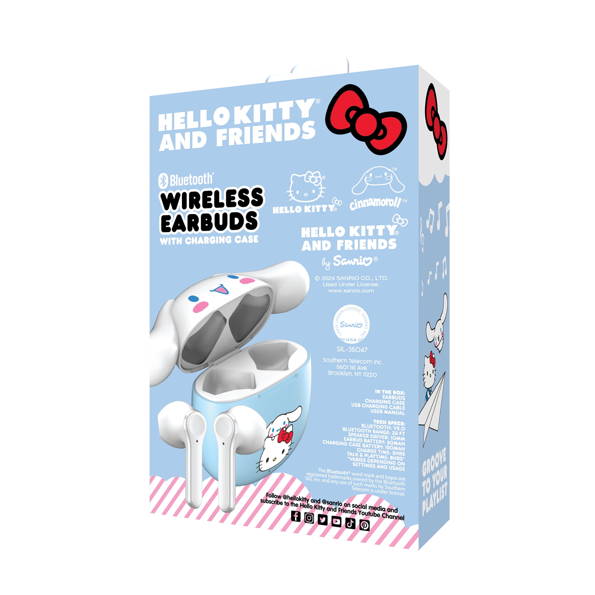 Hello Kitty Bluetooth Wireless Earbuds with Charging Case - Built-in Mic, Easy Pairing, Cute Hello Kitty Design, Perfect for Kids, Teens, and Hello Kitty Fans