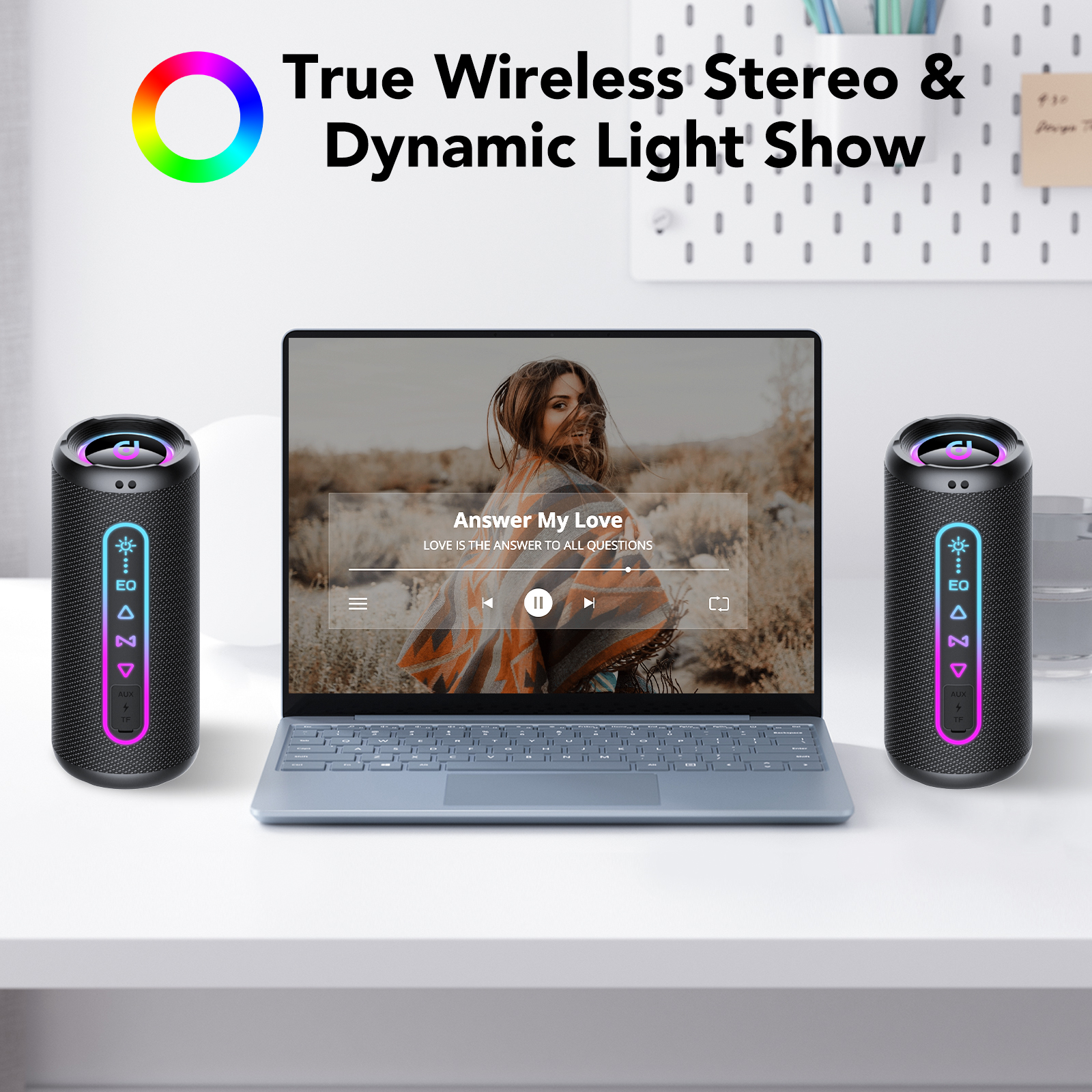 FAMOO Portable Bluetooth Speaker, 30W with Deep Bass, Black photo 4