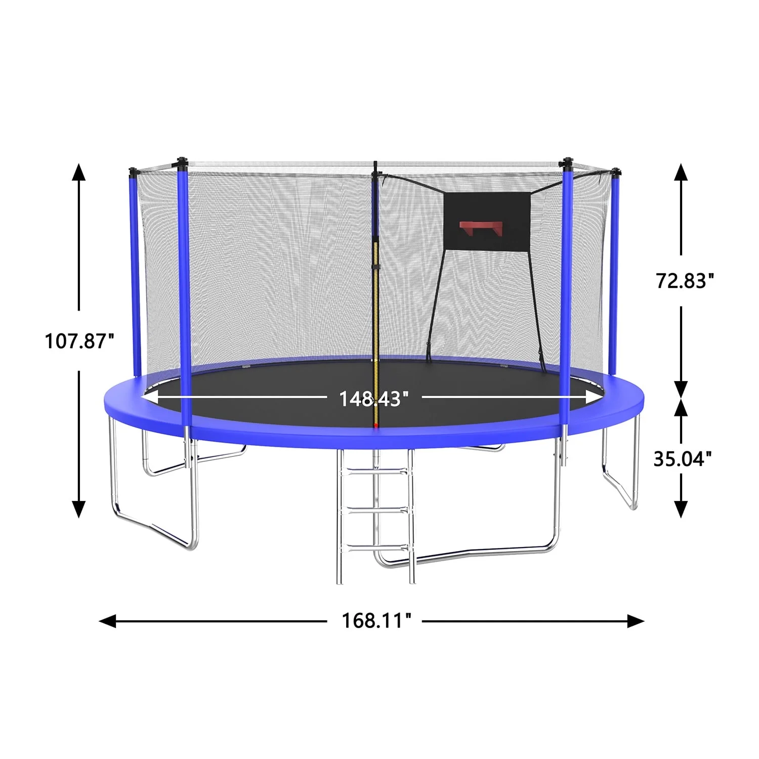 14FT Recreational Trampoline with Enclosure Net and Ladder, SEGMART Outdoor Trampoline with Basketball Hoop, Backyard Trampoline, Heavy Duty Round Trampoline for Kids and Adults