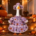 thumbnail image 5 of Fall Porch Goose Pumpkin Outfits,23 Inch Pumpkins Ghost Pattern Decor Dress with Summer Wide-brim Hat for Front Porch Yard Decor,Garden Landscape,Holiday Outdoor Atmosphere Layout,Purple, 5 of 7