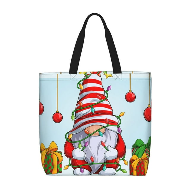 Balery Funny Christmas Gnome Bolsa de Mano para Mujeres con Cremallera, Bolsa de Gimnasio con Compartimentos, Bolsa para Laptop, Bolsa para Trabajo