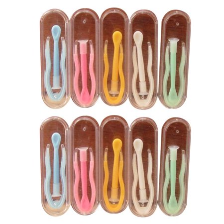 10PCS Dust-proof Clip Rod Transparent Box Random Color Contact Lens Case Small Suction Rod Siamese Tweezers Glasses Wearing Tool 10PCS