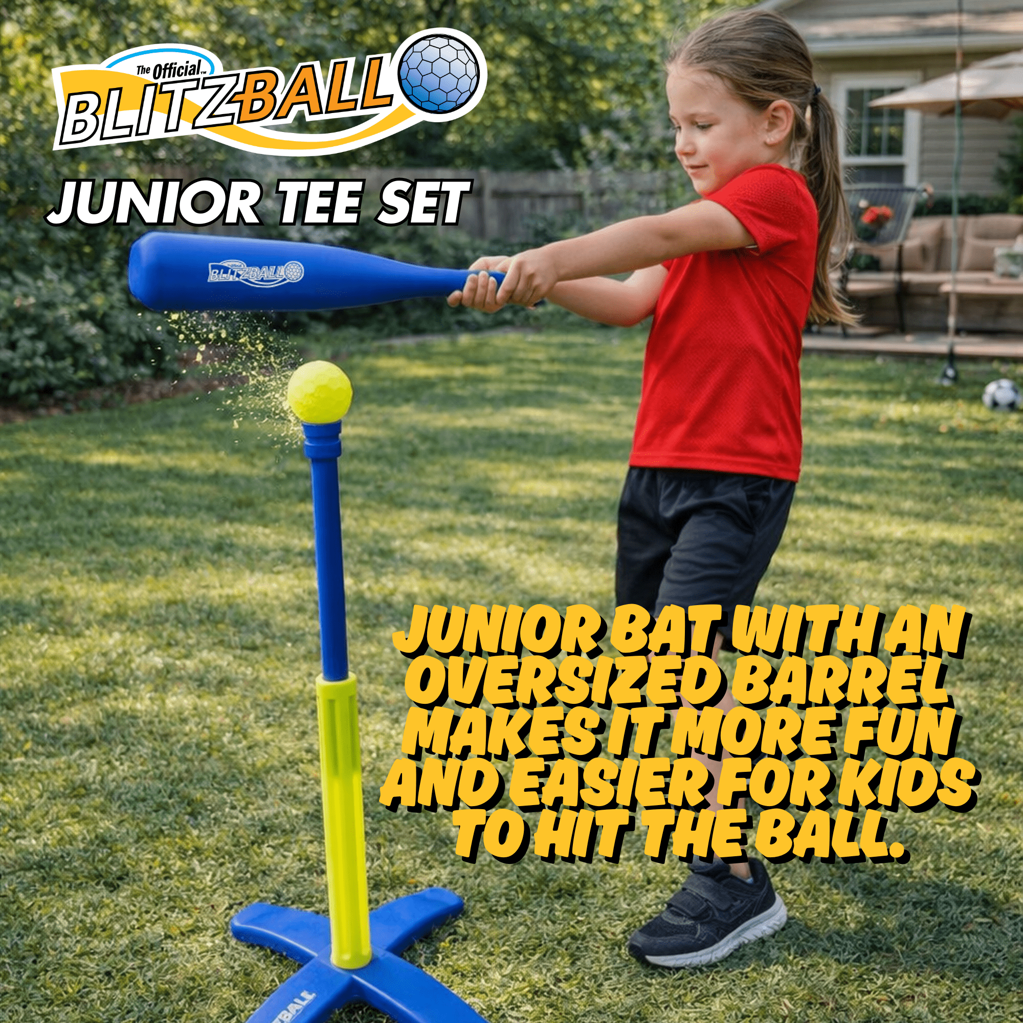 Blitzball Tee Ball Set, Beginner Baseball Training Game for Kids & All Ages