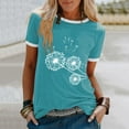 thumbnail image 2 of Cathalem Hauts à Manches Courtes Col Rond pour Femmes Tunique Rayée Manches Courtes - T-Shirt Col Rond Blouses, Bleu TG, 2 of 5