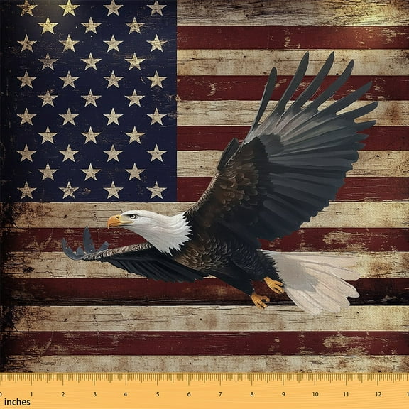 Castle Fairy Wildlife Eagle Boy Fabric by the Yard 1 Yard,Independence Day Home Decor Fabric by the Yard,USA Flag Room Decor Fabric by the Yard,Super Cozy Room Decor