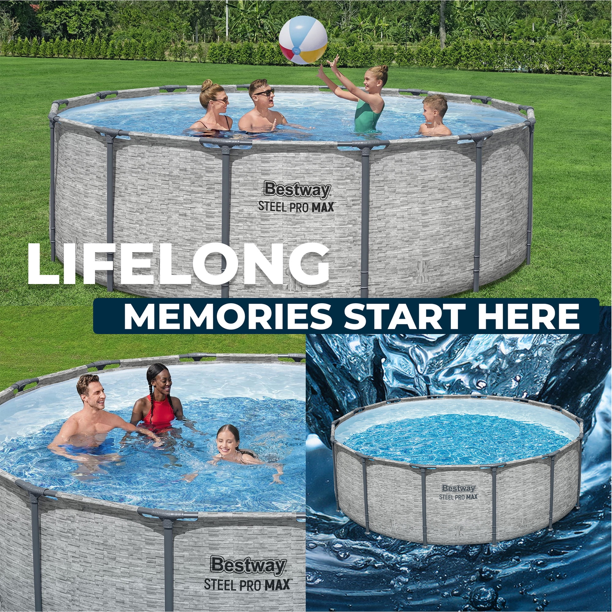 Bestway Steel Pro Max Above Ground Pool - Pump Ladder Cover - 14 ft x 48 in Stone