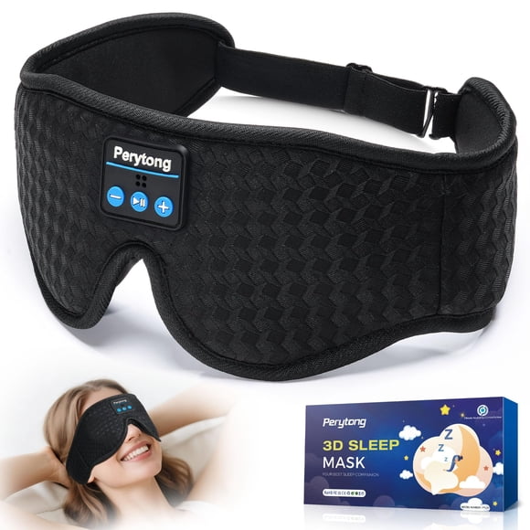 Máscara para dormir Perytong con auriculares Bluetooth 5.4, color negro