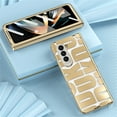thumbnail image 6 of Dteck Slim Case for Samsung Galaxy Z Fold 5 5G, Shockproof Patterned Hinge Protection Plating Clear Hard PC Back Cover with Screen Protector,Gold, 6 of 7