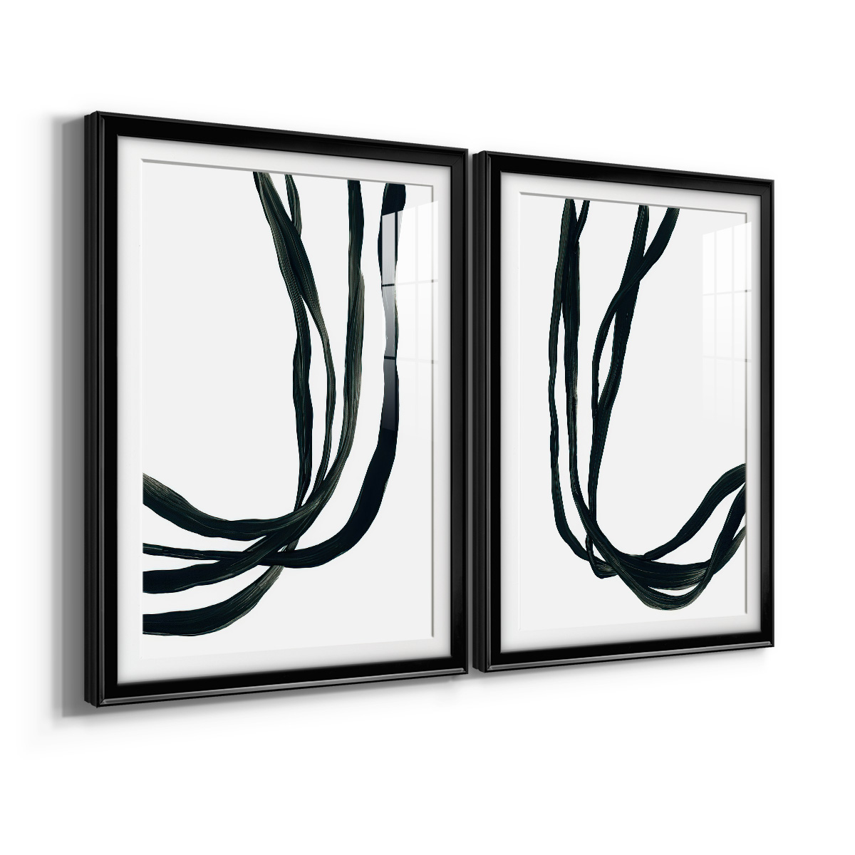 Wexford Home Onyx Ribbon I Premium Framed Print, 26.5" x 36.5" - Ready to Hang, Black (Set of 2)