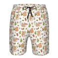 thumbnail image 3 of Honeii's Squirrel And Mushroom Print Men's Casual Shorts with Drawstring，Swim Trunks Quick Dry Beach Shorts, 3 of 5